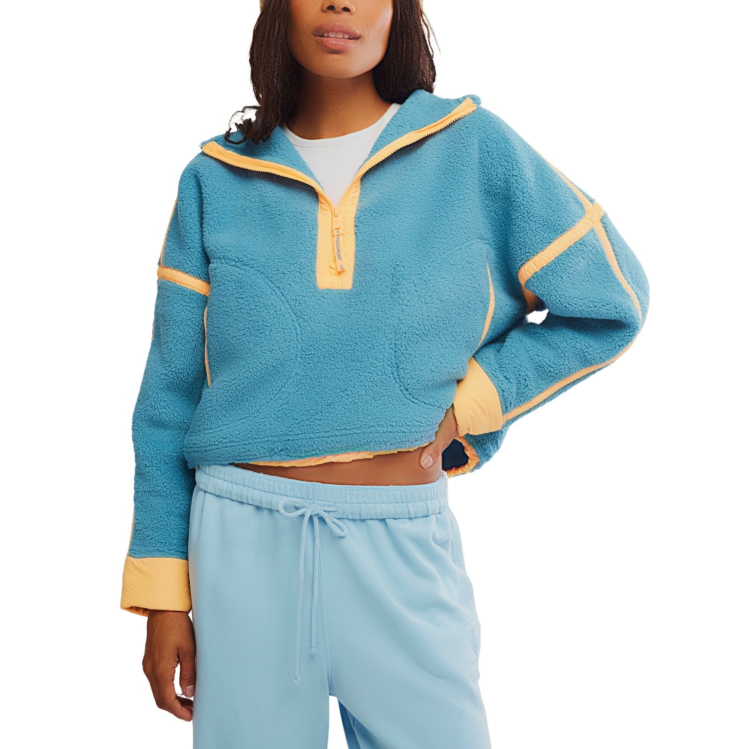 FP Movement 02. WOMENS APPAREL - WOMENS HOODIES|SWEATERS - WOMENS PO Q ZIP Women's Mountain High 1/2 Zip 4498 CELESTIAL BLUE COMBO