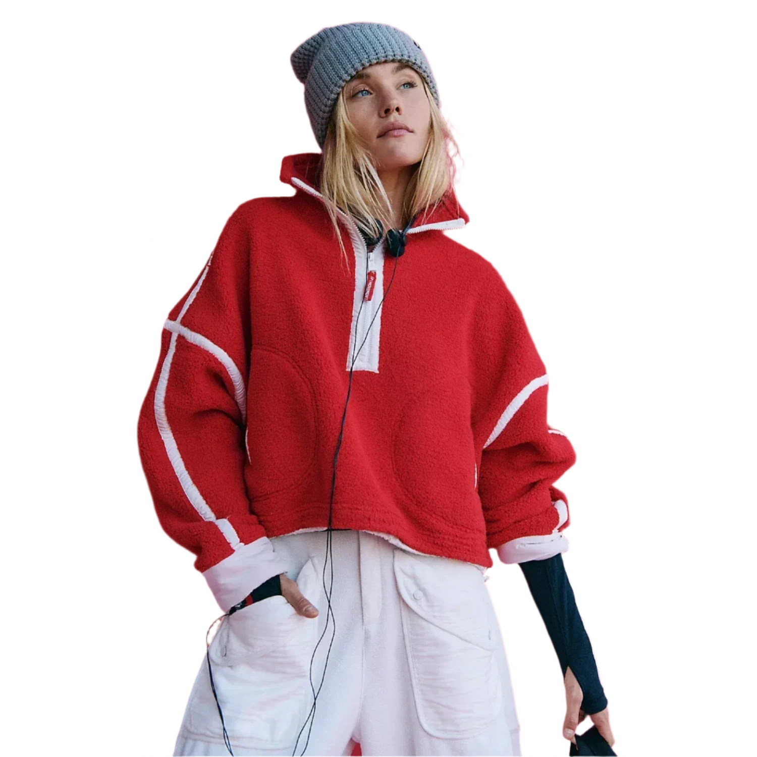 FP Movement 02. WOMENS APPAREL - WOMENS HOODIES|SWEATERS - WOMENS PO Q ZIP Women's Mountain High 1/2 Zip Fleece 6600 WINTERBERRY COMBO