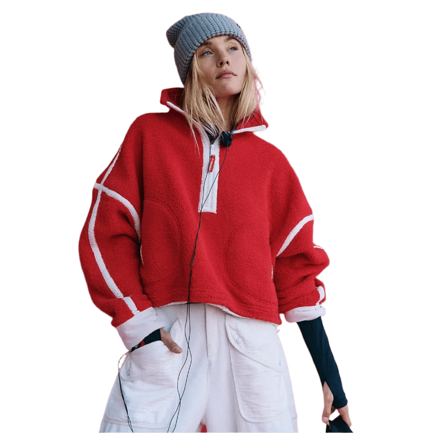 FP Movement 02. WOMENS APPAREL - WOMENS HOODIES|SWEATERS - WOMENS PO HOODY Women's Mountain High 1/2 Zip Fleece 6600 WINTERBERRY COMBO