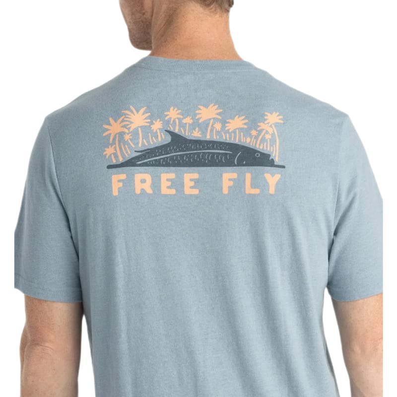 Free Fly Apparel 25. T-SHIRTS - SS TEE Destination Angler Tee HTR BLUE FOG