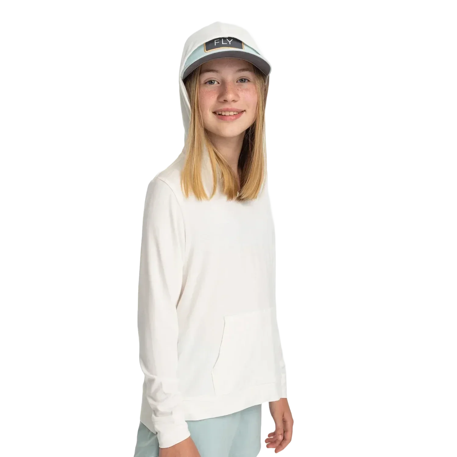 Free Fly Apparel 03. KIDS|BABY - KIDS - KIDS TOPS Girls' Bamboo Shade Hoodie BRIGHT WHITE