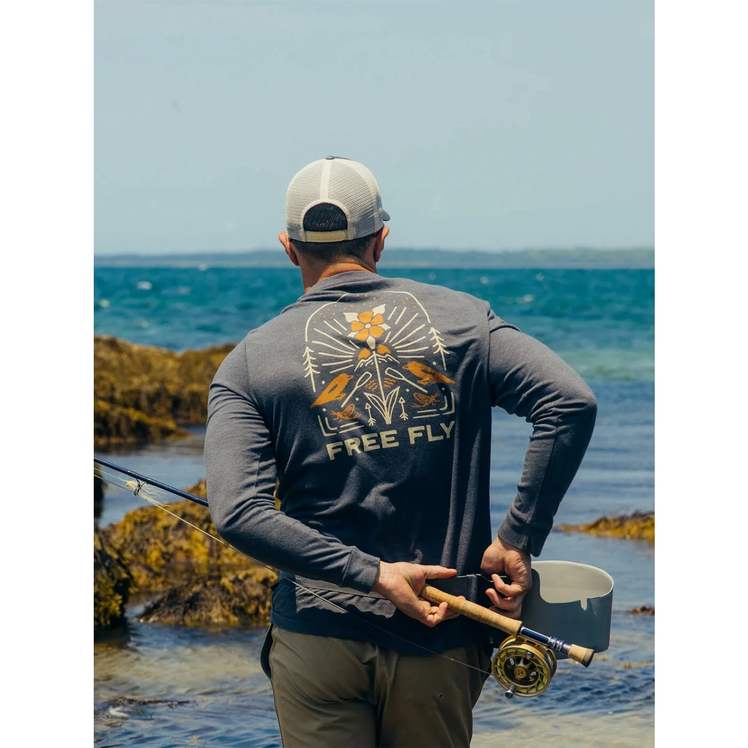 Free Fly Apparel 01. MENS APPAREL - MENS T-SHIRTS - MENS T-SHIRT LS Mellow Meadow Long Sleeve HEATHER BLACK SAND