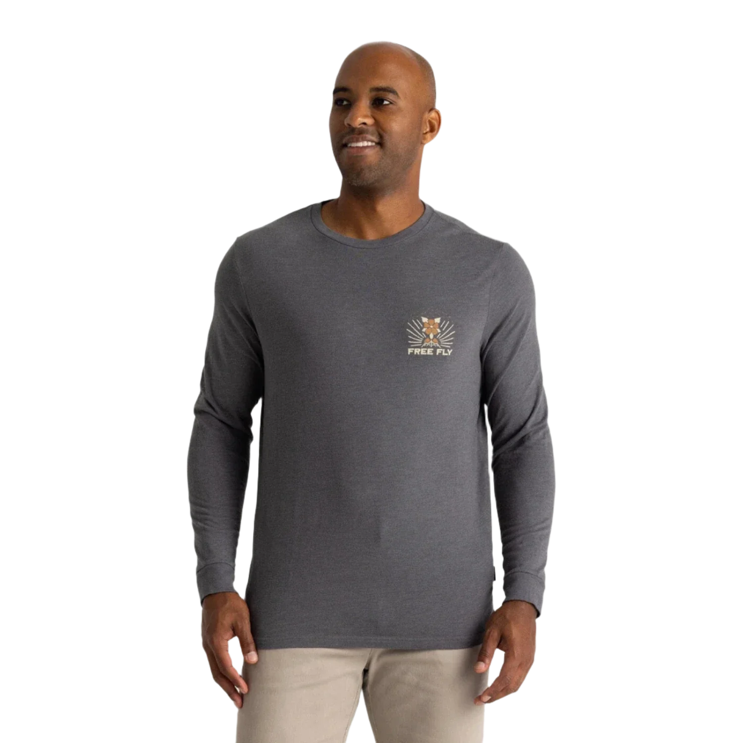 Free Fly Apparel 01. MENS APPAREL - MENS T-SHIRTS - MENS T-SHIRT LS Mellow Meadow Long Sleeve HEATHER BLACK SAND