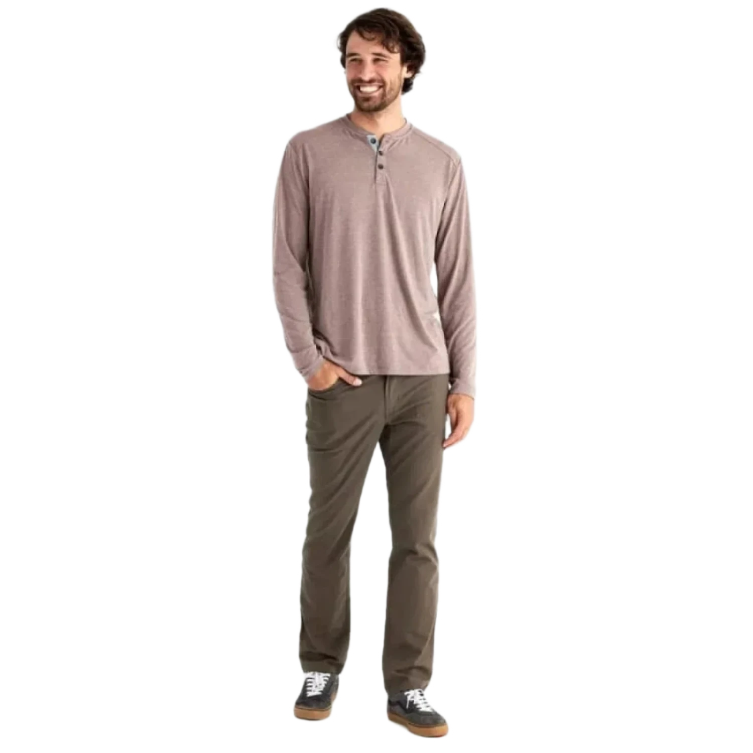 Free Fly Apparel 01. MENS APPAREL - MENS LS SHIRTS - MENS LS CASUAL Men's Bamboo Flex Long Sleeve Henley MUSTANG