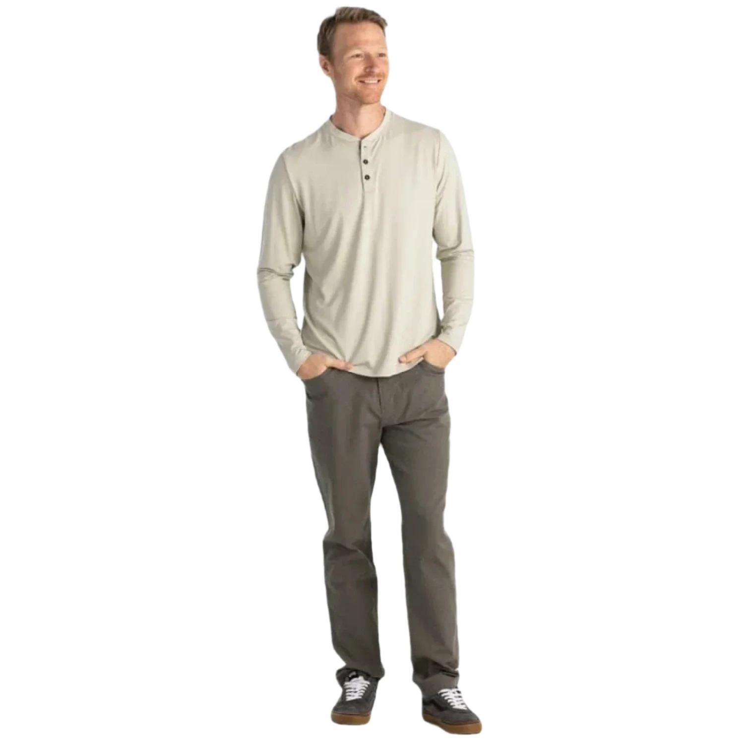 Free Fly Apparel 01. MENS APPAREL - MENS LS SHIRTS - MENS LS CASUAL Men's Bamboo Flex Long Sleeve Henley SANDSTONE