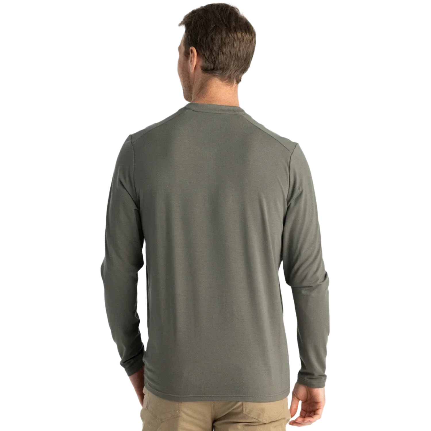 Free Fly Apparel 01. MENS APPAREL - MENS LS SHIRTS - MENS LS CASUAL Men's Bamboo Flex Long Sleeve Henley FATIGUE