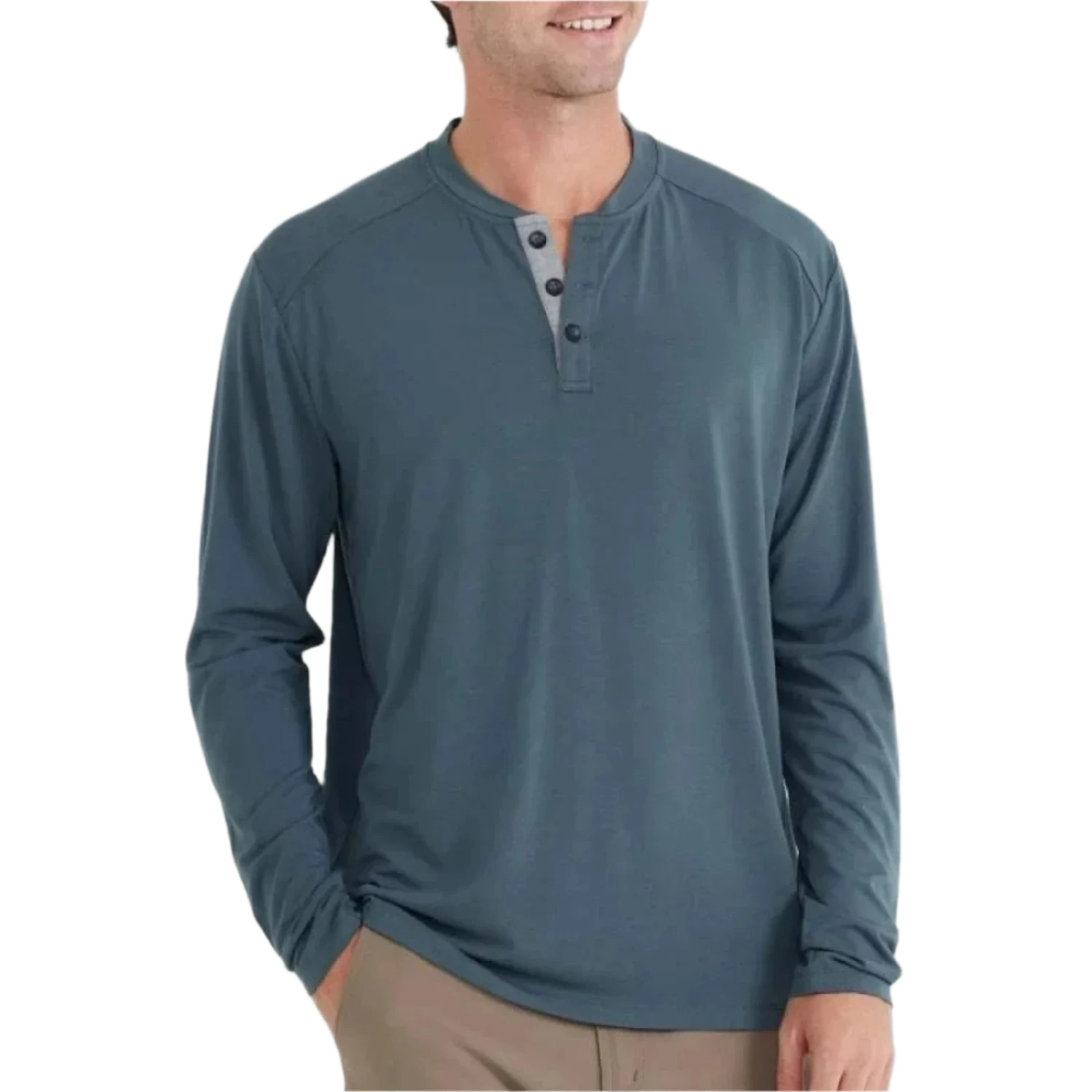 Free Fly Apparel 01. MENS APPAREL - MENS LS SHIRTS - MENS LS CASUAL Men's Bamboo Flex Long Sleeve Henley MIDNIGHT