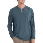 Free Fly Apparel 01. MENS APPAREL - MENS LS SHIRTS - MENS LS CASUAL Men's Bamboo Flex Long Sleeve Henley MIDNIGHT