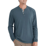 Free Fly Apparel 01. MENS APPAREL - MENS LS SHIRTS - MENS LS CASUAL Men's Bamboo Flex Long Sleeve Henley MIDNIGHT