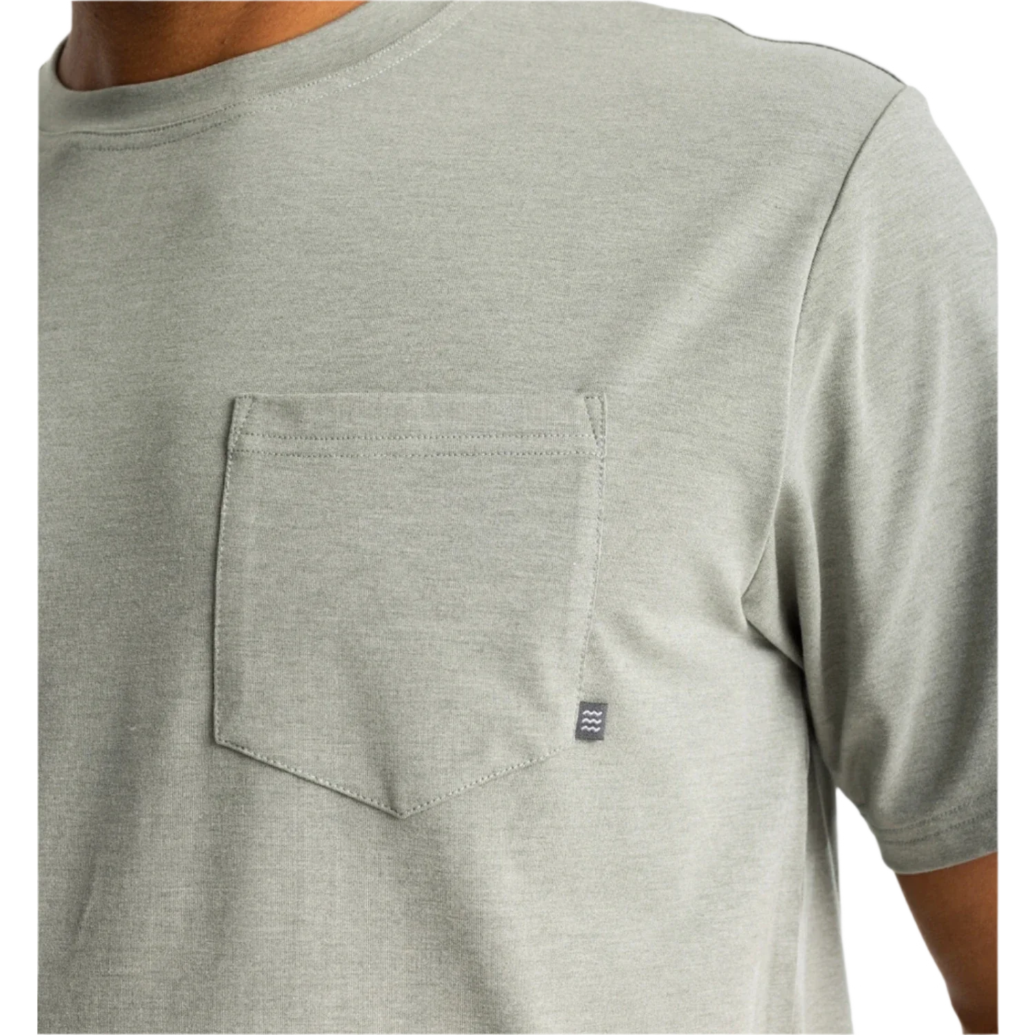 Free Fly Apparel 01. MENS APPAREL - MENS SS SHIRTS - MENS SS ACTIVE Men's Bamboo Flex Pocket Tee HEATHER AGAVE GREEN