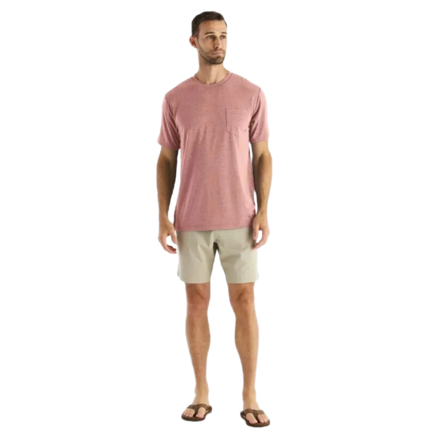 Free Fly Apparel 01. MENS APPAREL - MENS SS SHIRTS - MENS SS ACTIVE Men's Bamboo Flex Pocket Tee HEATHER BRICK