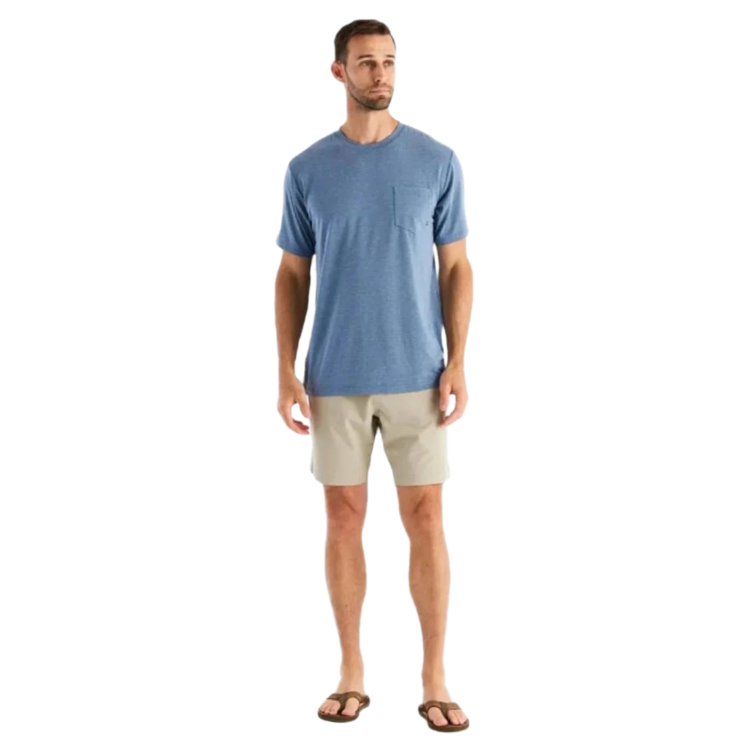 Free Fly Apparel 01. MENS APPAREL - MENS SS SHIRTS - MENS SS ACTIVE Men's Bamboo Flex Pocket Tee HEATHER DEEPWATER