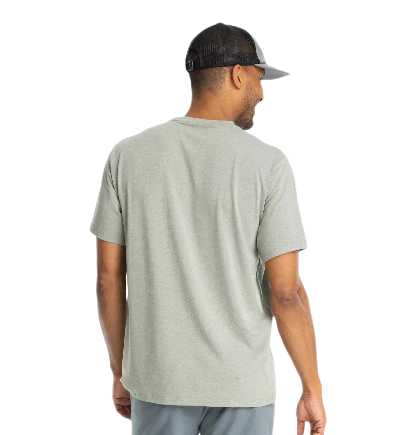 Free Fly Apparel 01. MENS APPAREL - MENS SS SHIRTS - MENS SS ACTIVE Men's Bamboo Flex Pocket Tee HEATHER AGAVE GREEN