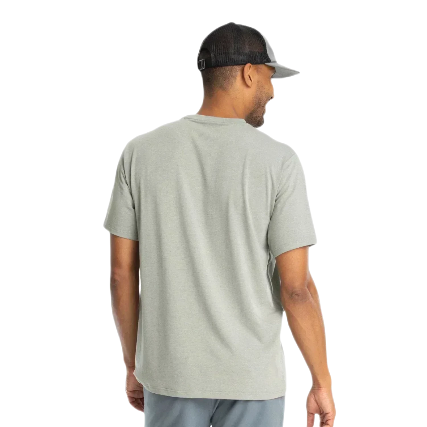 Free Fly Apparel 01. MENS APPAREL - MENS SS SHIRTS - MENS SS ACTIVE Men's Bamboo Flex Pocket Tee HEATHER AGAVE GREEN