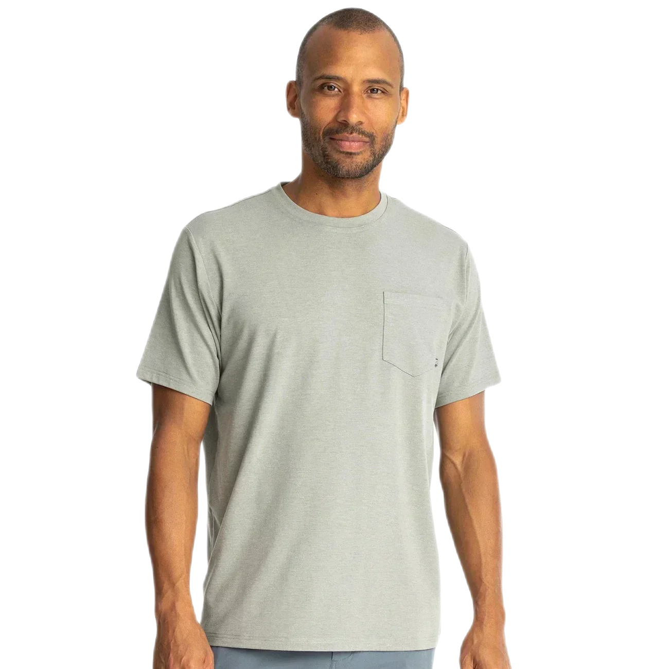 Free Fly Apparel 01. MENS APPAREL - MENS SS SHIRTS - MENS SS ACTIVE Men's Bamboo Flex Pocket Tee HEATHER AGAVE GREEN