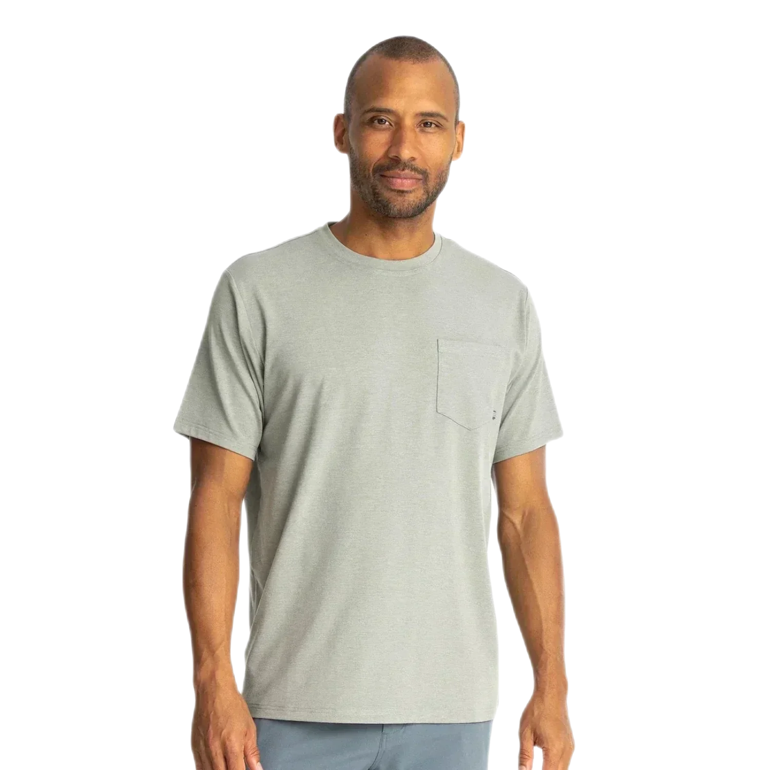 Free Fly Apparel 01. MENS APPAREL - MENS SS SHIRTS - MENS SS ACTIVE Men's Bamboo Flex Pocket Tee HEATHER AGAVE GREEN