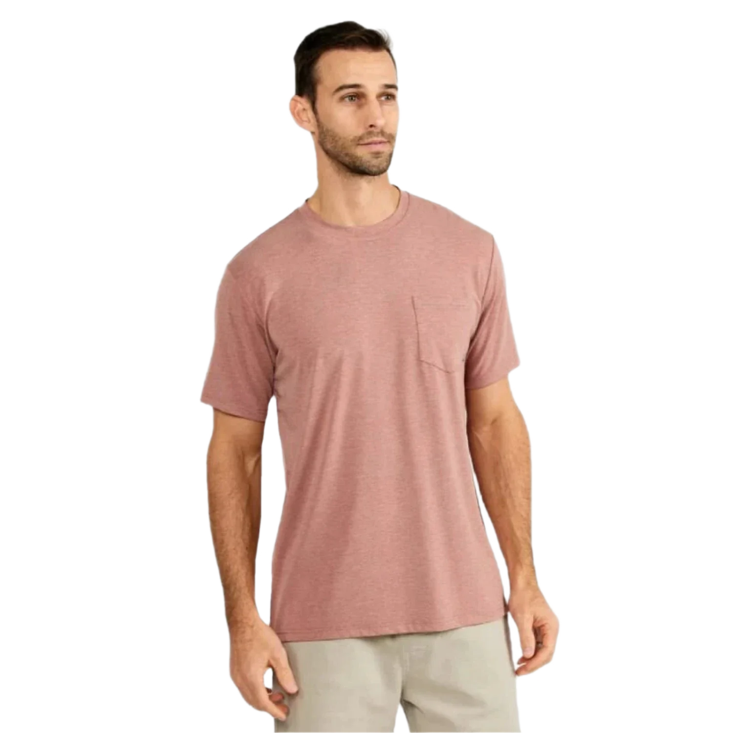 Free Fly Apparel 01. MENS APPAREL - MENS SS SHIRTS - MENS SS ACTIVE Men's Bamboo Flex Pocket Tee HEATHER BRICK