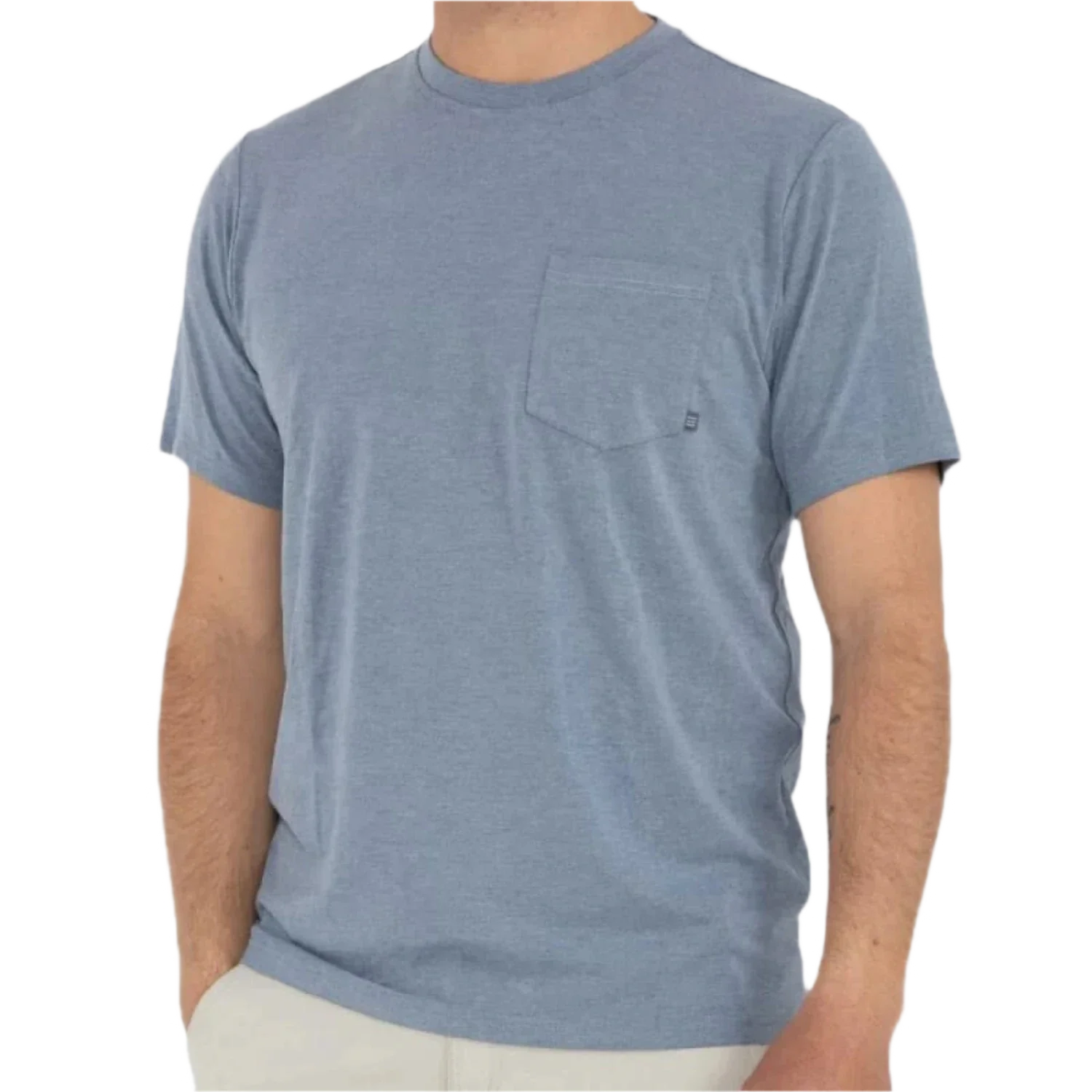 Free Fly Apparel 01. MENS APPAREL - MENS SS SHIRTS - MENS SS ACTIVE Men's Bamboo Flex Pocket Tee HTHR BLUE DUSK