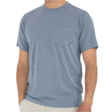 Free Fly Apparel 01. MENS APPAREL - MENS SS SHIRTS - MENS SS ACTIVE Men's Bamboo Flex Pocket Tee HTHR BLUE DUSK