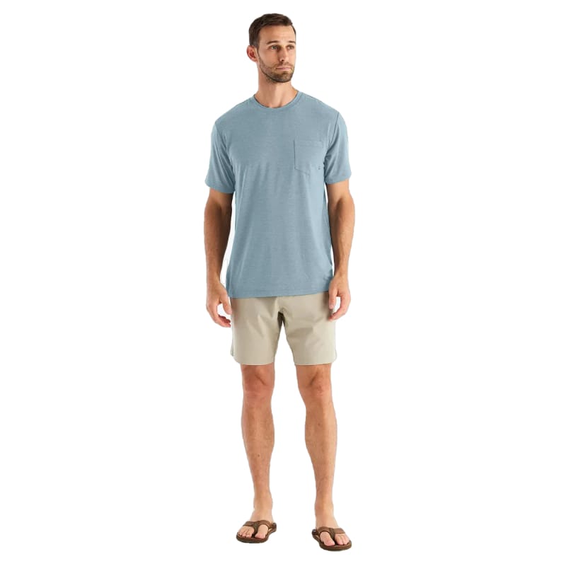 Free Fly Apparel 01. MENS APPAREL - MENS SS SHIRTS - MENS SS ACTIVE Men's Bamboo Flex Pocket Tee HEATHER TIDE