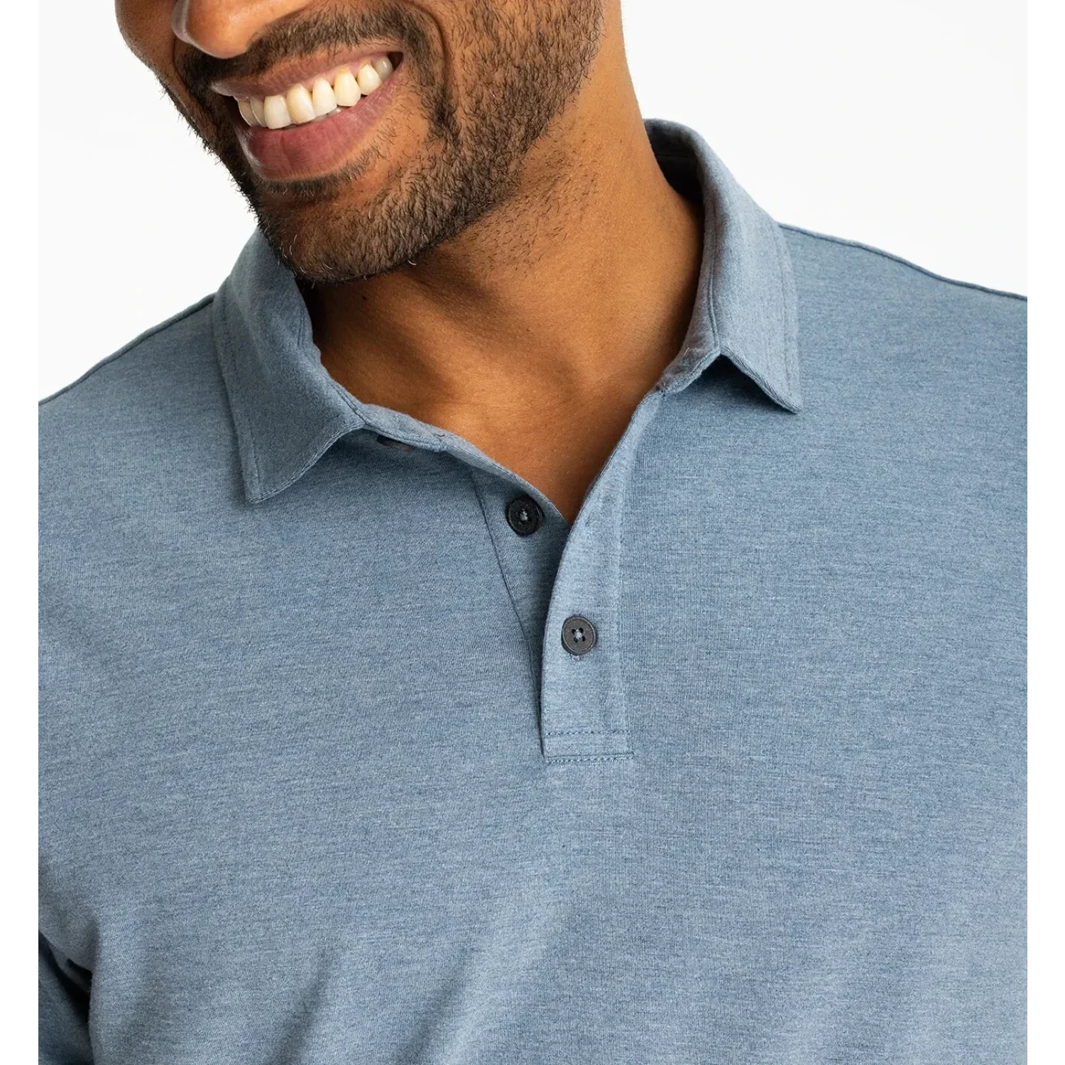 Free Fly Apparel 01. MENS APPAREL - MENS SS SHIRTS - MENS SS POLO Men's Bamboo Flex Polo II HEATHER DEEPWATER