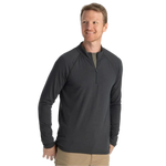 Free Fly Apparel 01. MENS APPAREL - MENS LS SHIRTS - MENS LS CASUAL Men's Bamboo Flex Quarter Zip BLACK SAND