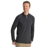 Free Fly Apparel 01. MENS APPAREL - MENS LS SHIRTS - MENS LS CASUAL Men's Bamboo Flex Quarter Zip BLACK SAND