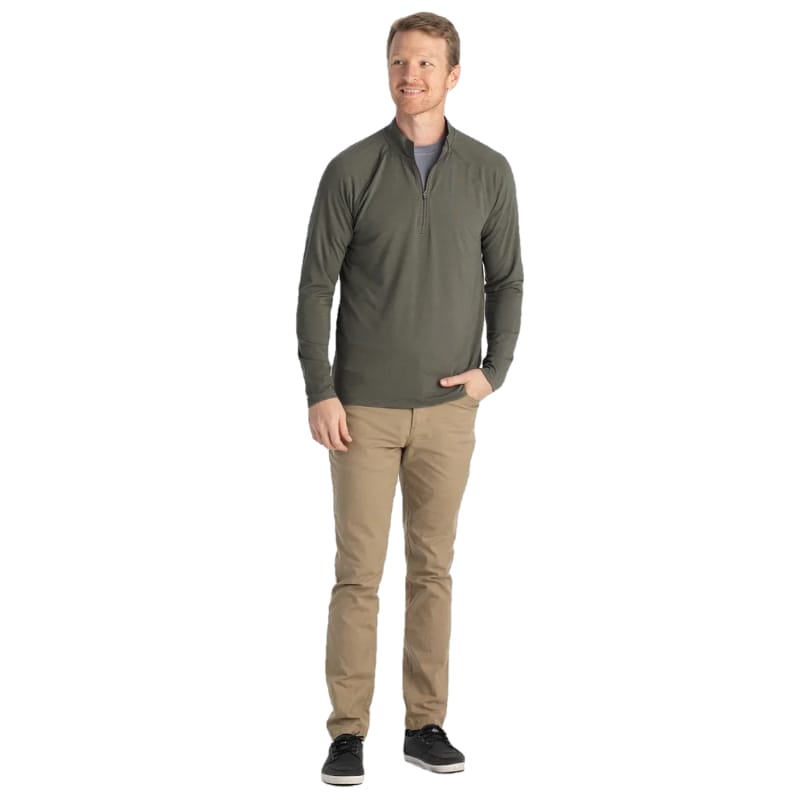 Free Fly Apparel 01. MENS APPAREL - MENS LS SHIRTS - MENS LS CASUAL Men's Bamboo Flex Quarter Zip FATIGUE