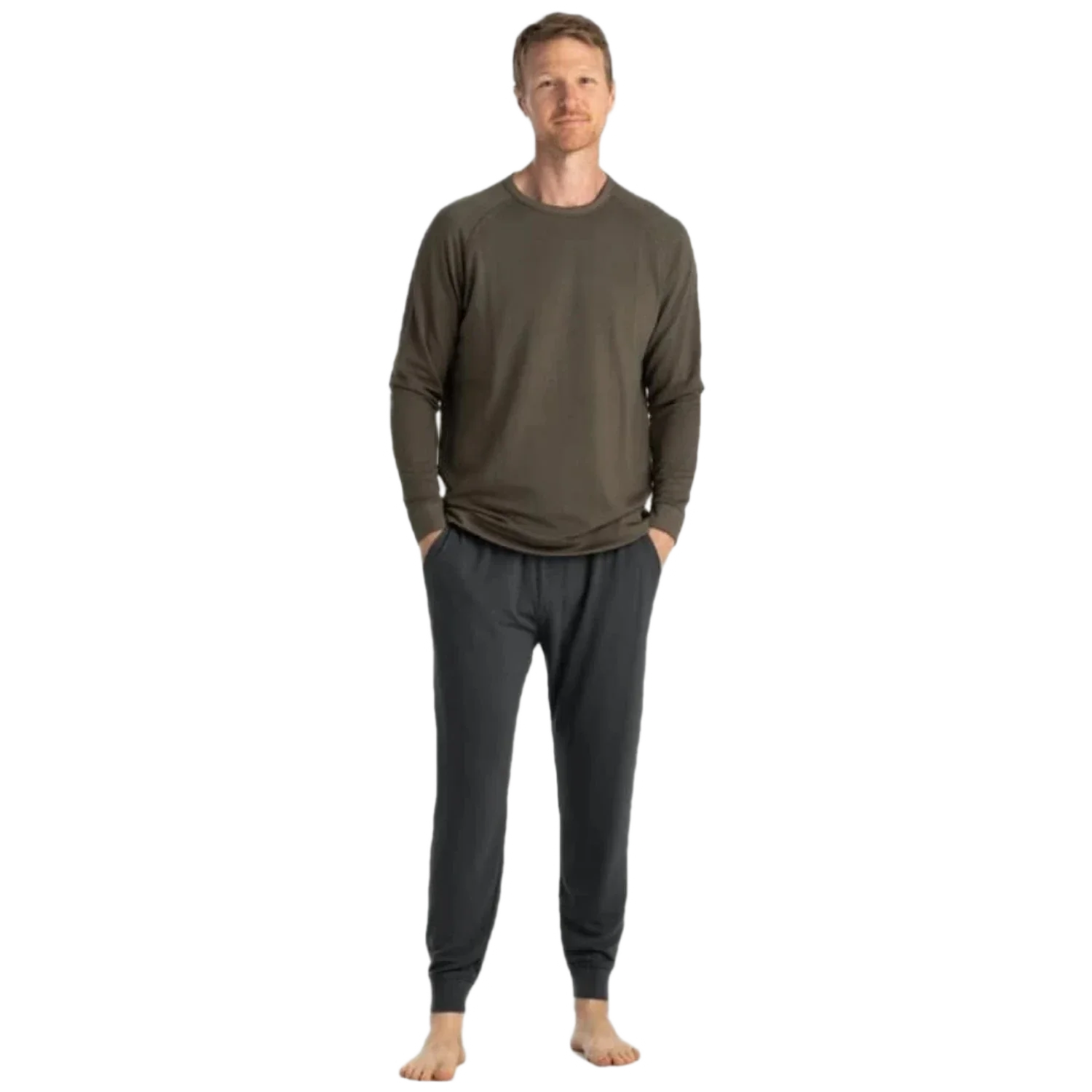 Free Fly Apparel 01. MENS APPAREL - MENS PANTS - MENS PANTS LOUNGE Men's Bamboo Lightweight Fleece Jogger BLACK SAND