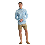 Free Fly Apparel 01. MENS APPAREL - MENS LS SHIRTS - MENS LS HOODY Men's Bamboo Lightweight Hoodie SEASMOKE CAMO - SURF BLUE