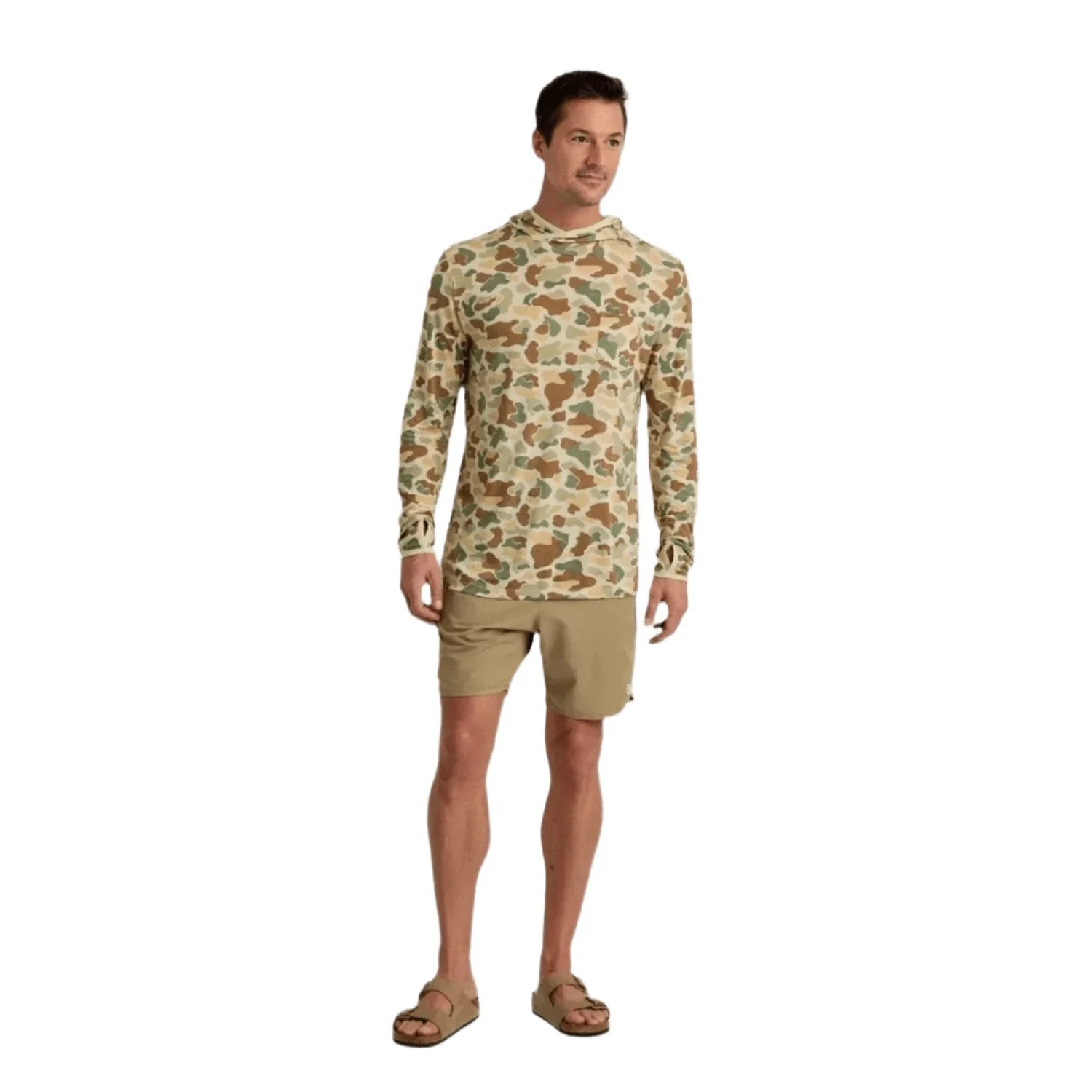 Free Fly Apparel 01. MENS APPAREL - MENS LS SHIRTS - MENS LS HOODY Men's Bamboo Lightweight Hoodie VINTAGE CAMO