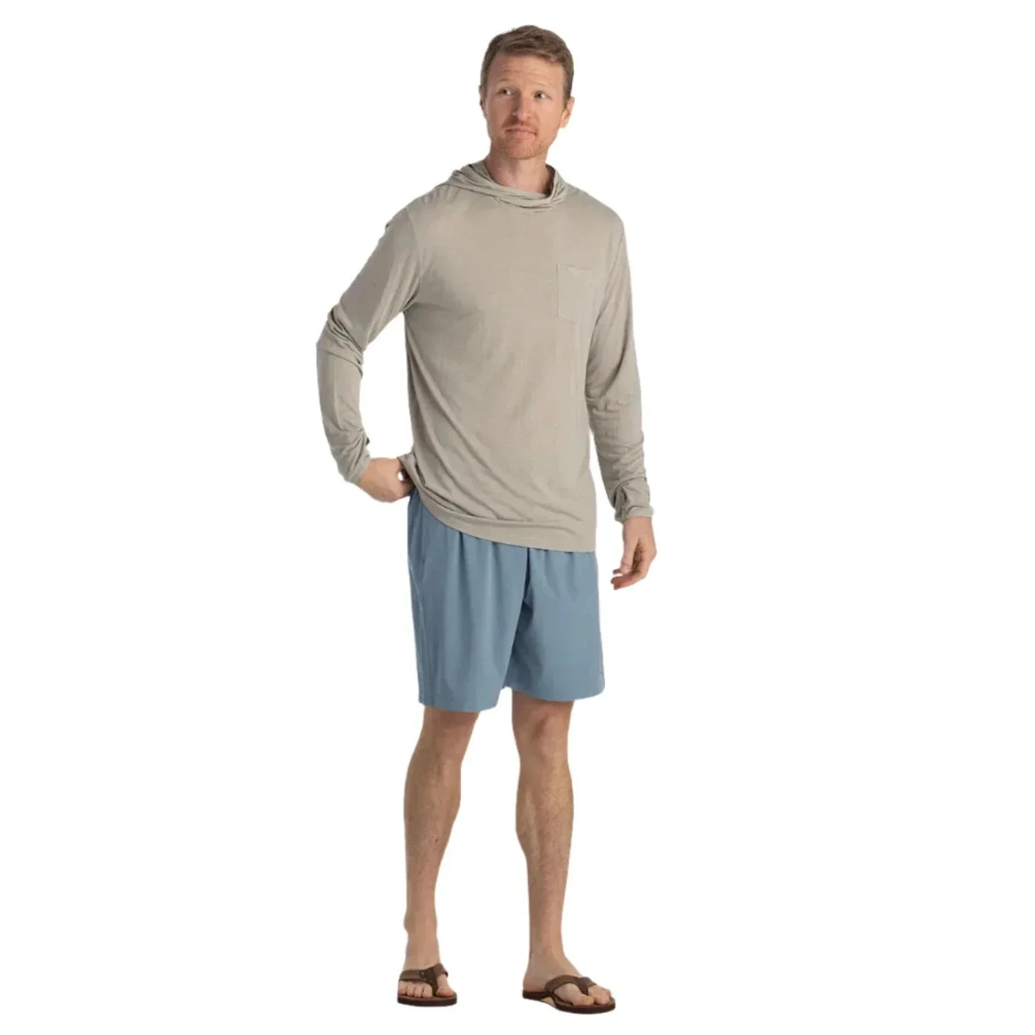 Free Fly Apparel 01. MENS APPAREL - MENS LS SHIRTS - MENS LS HOODY Men's Bamboo Lightweight Hoodie SANDSTONE