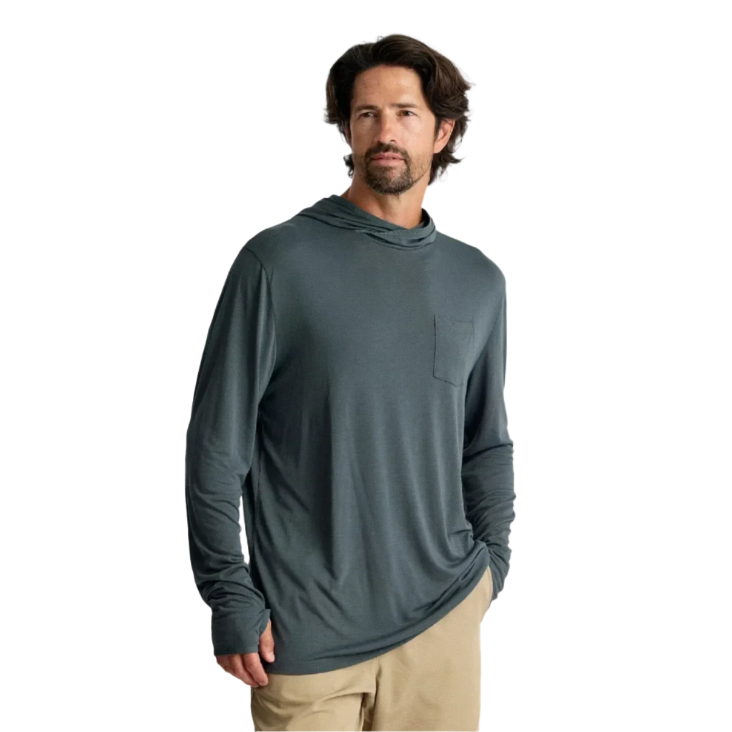 Free Fly Apparel 01. MENS APPAREL - MENS LS SHIRTS - MENS LS HOODY Men's Bamboo Lightweight Hoody MIDNIGHT