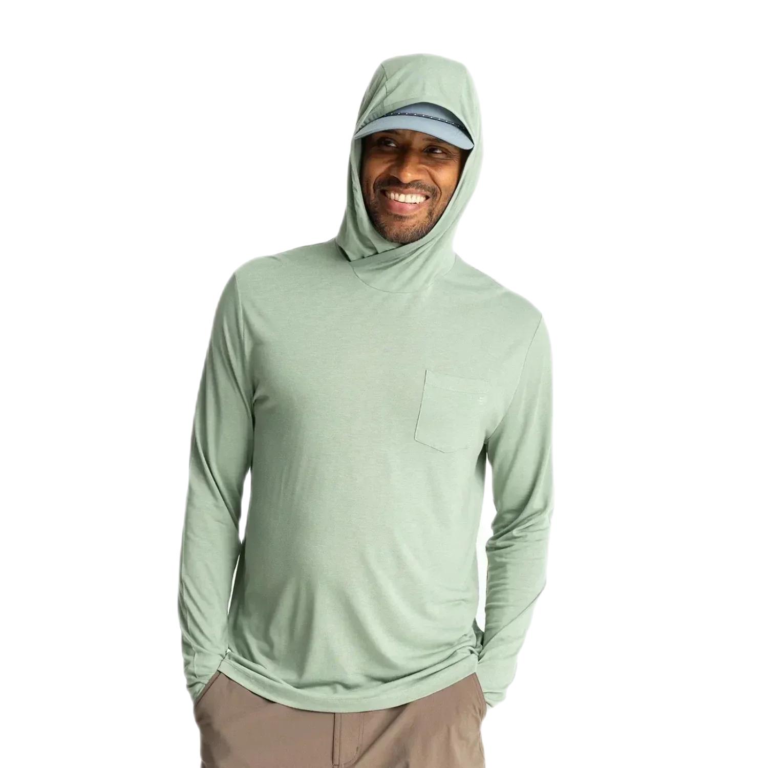 Free Fly Apparel 01. MENS APPAREL - MENS LS SHIRTS - MENS LS HOODY Men's Bamboo Lightweight Hoody PALM GREEN