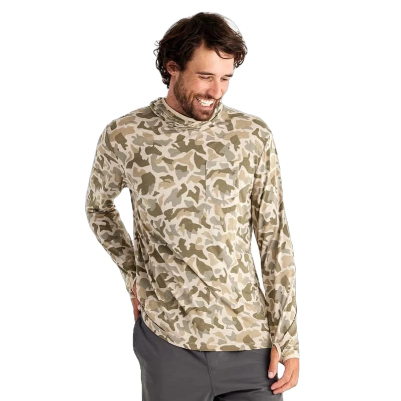 Free Fly Apparel 01. MENS APPAREL - MENS LS SHIRTS - MENS LS HOODY Men's Bamboo Lightweight Hoody BARRIER ISLAND CAMO