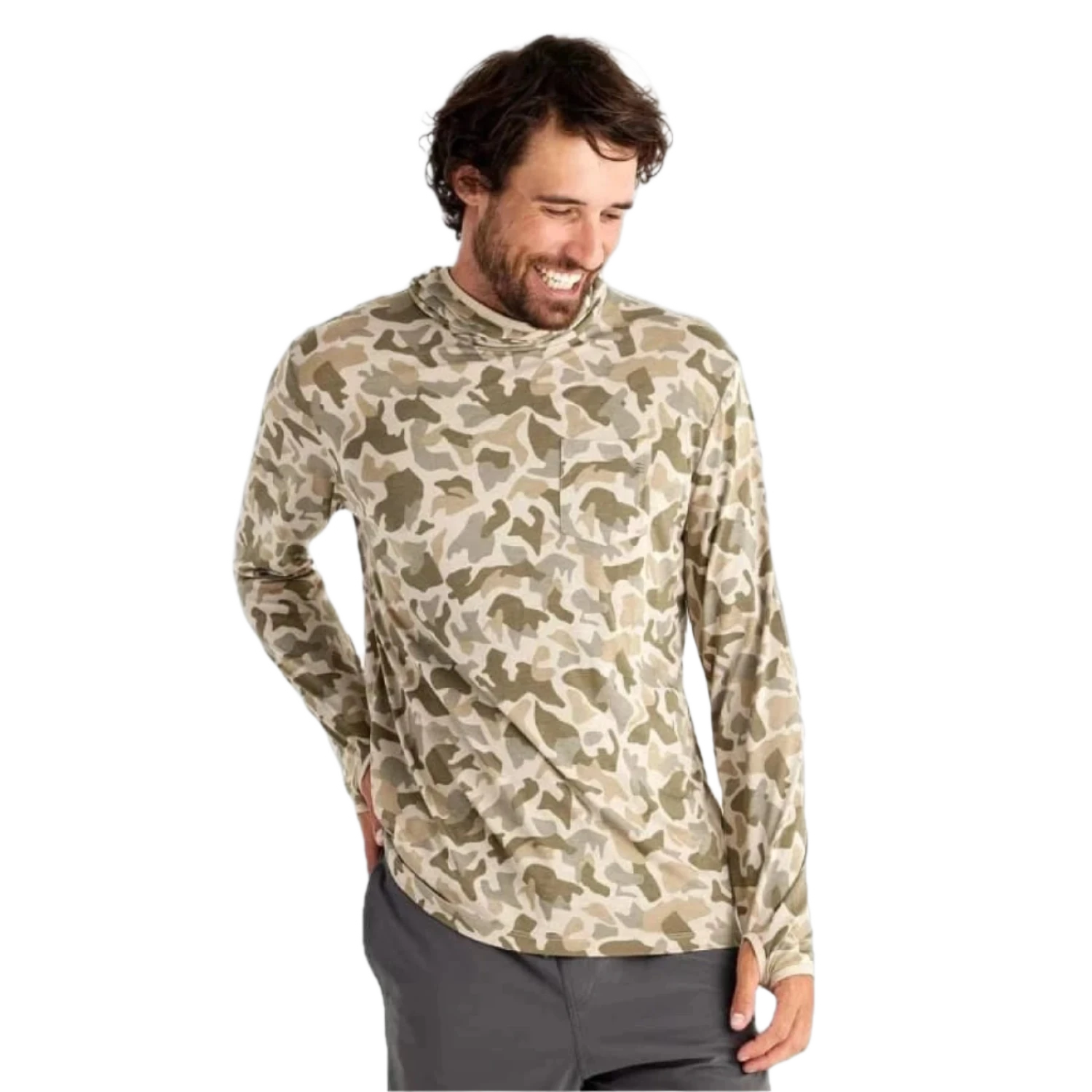 Free Fly Apparel 01. MENS APPAREL - MENS LS SHIRTS - MENS LS HOODY Men's Bamboo Lightweight Hoody BARRIER ISLAND CAMO