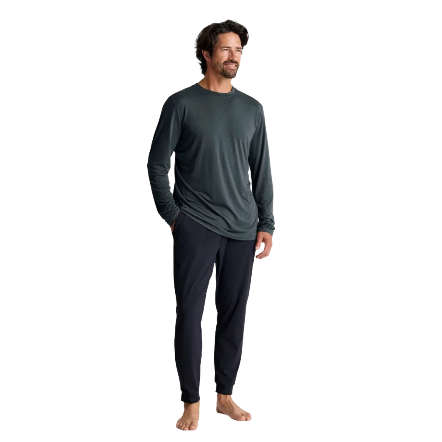 Free Fly Apparel 01. MENS APPAREL - MENS LS SHIRTS - MENS LS ACTIVE Men's Bamboo Lightweight Long Sleeve MIDNIGHT