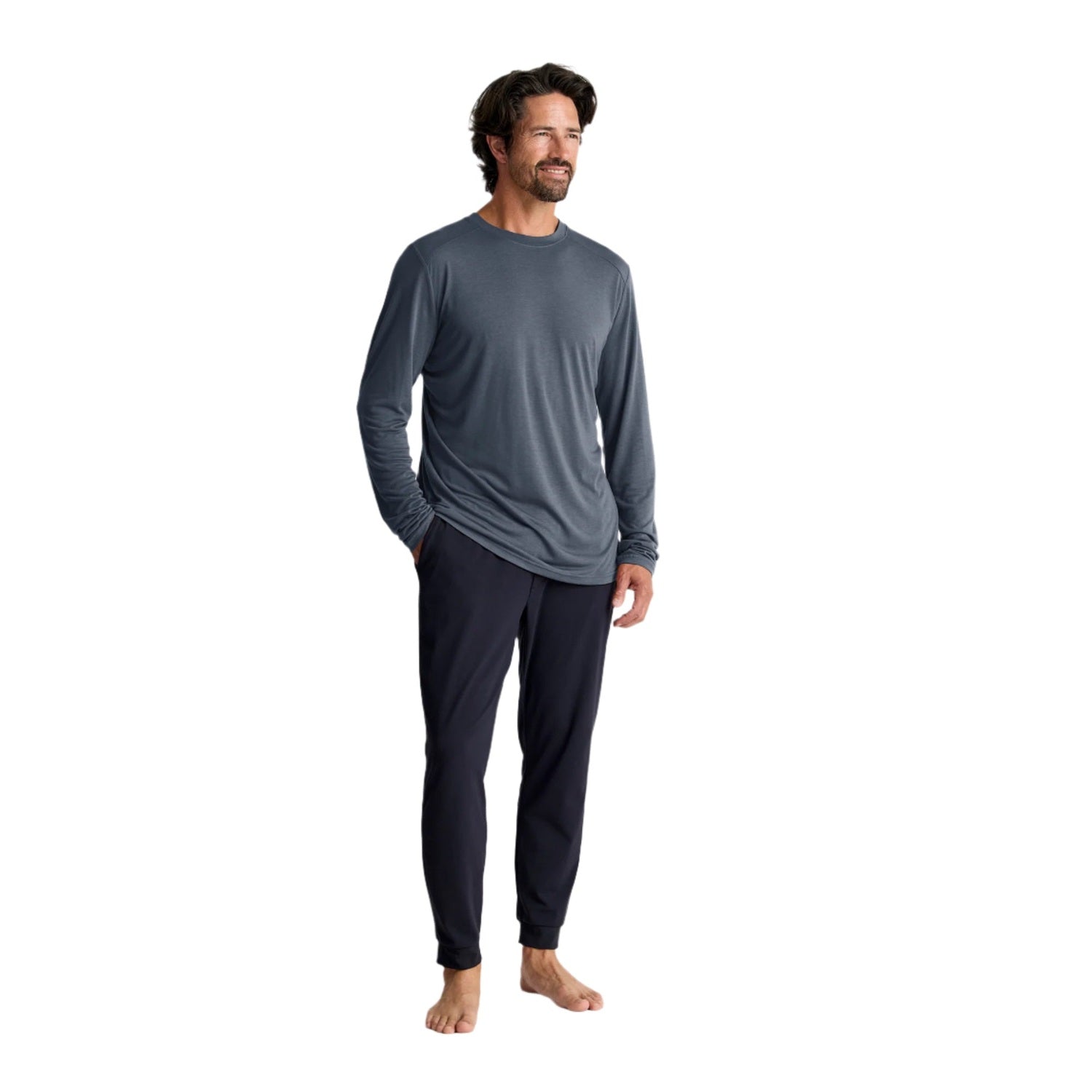 Free Fly Apparel 01. MENS APPAREL - MENS LS SHIRTS - MENS LS ACTIVE Men's Bamboo Lightweight Long Sleeve STORM CLOUD