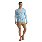 Free Fly Apparel 01. MENS APPAREL - MENS LS SHIRTS - MENS LS ACTIVE Men's Bamboo Lightweight Long Sleeve SEASMOKE CAMO - SURF BLUE