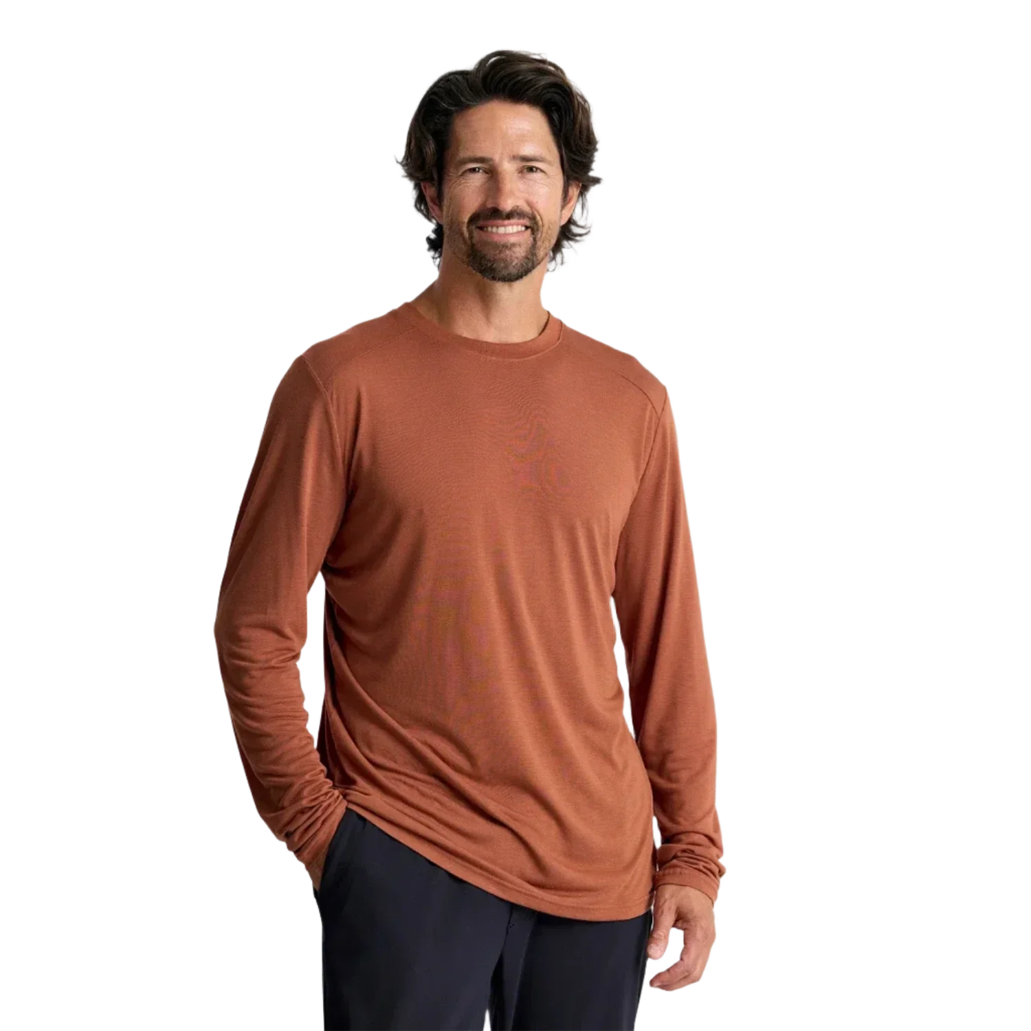 Free Fly Apparel 01. MENS APPAREL - MENS LS SHIRTS - MENS LS ACTIVE Men's Bamboo Lightweight Long Sleeve ADOBE