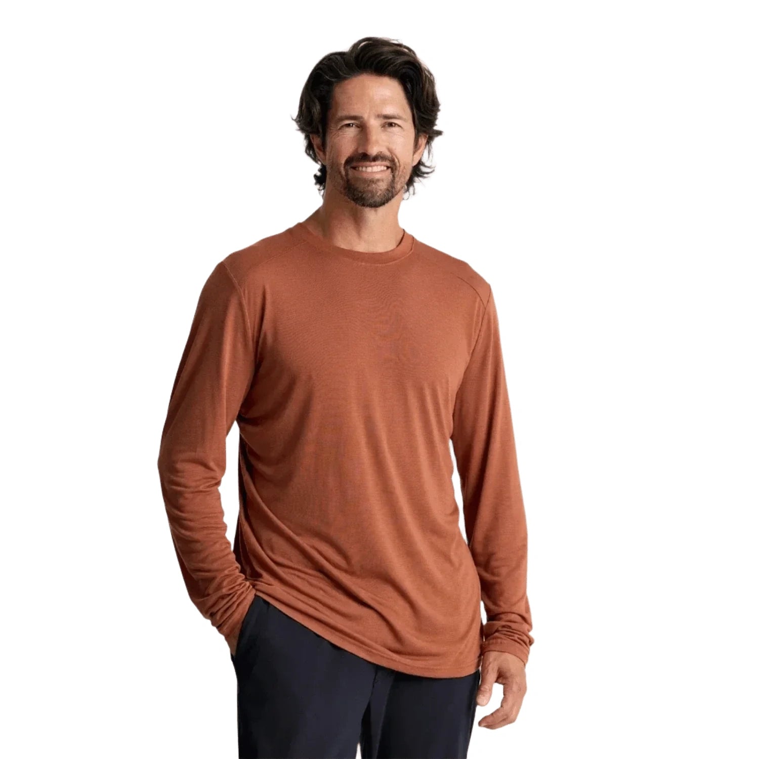 Free Fly Apparel 01. MENS APPAREL - MENS LS SHIRTS - MENS LS ACTIVE Men's Bamboo Lightweight Long Sleeve ADOBE