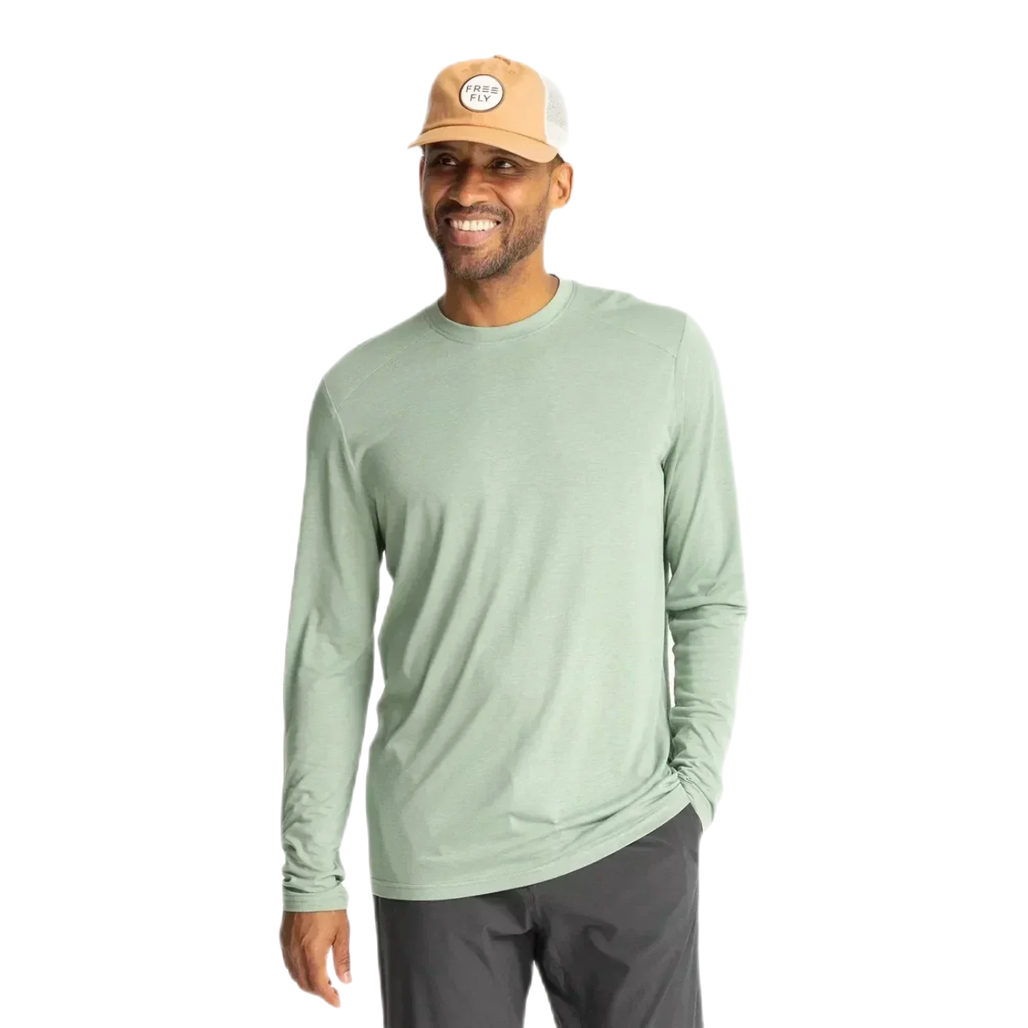 Free Fly Apparel 01. MENS APPAREL - MENS LS SHIRTS - MENS LS ACTIVE Men's Bamboo Lightweight Long Sleeve PALM GREEN