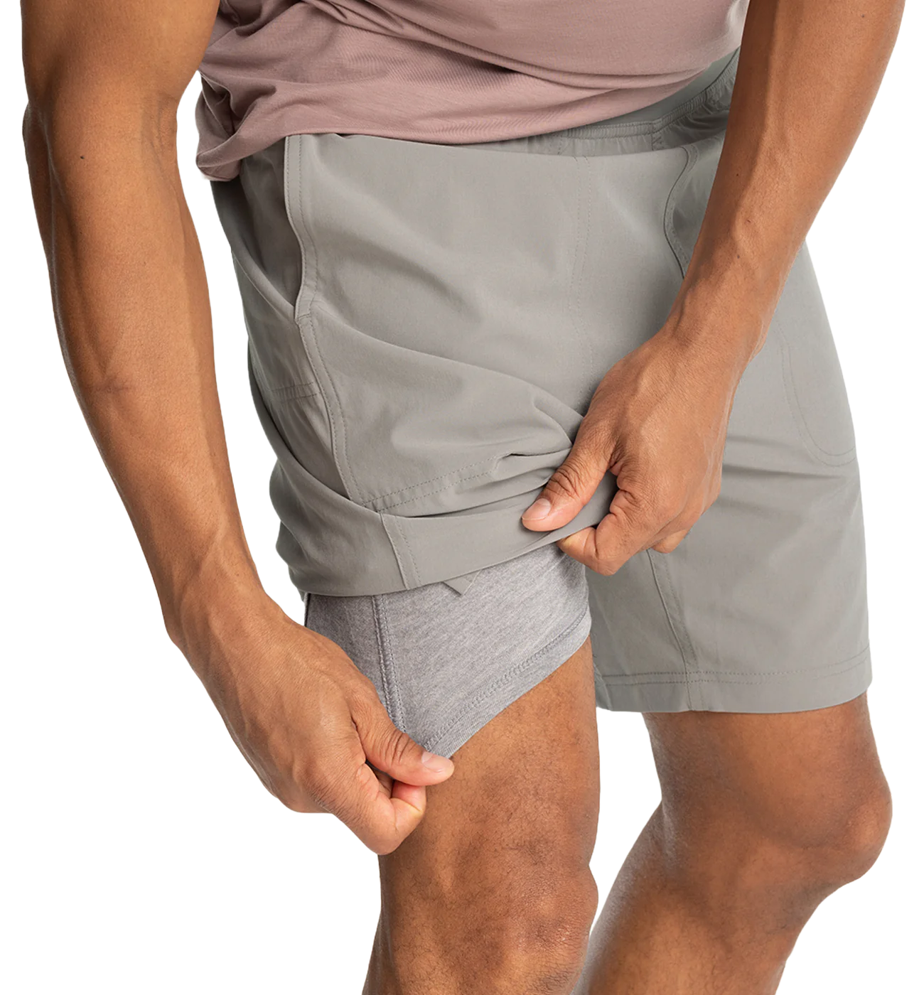 Free Fly Apparel 01. MENS APPAREL - MENS SHORTS - MENS SHORTS ACTIVE Men's Bamboo-Lined Active Breeze Short - 7 in CEMENT