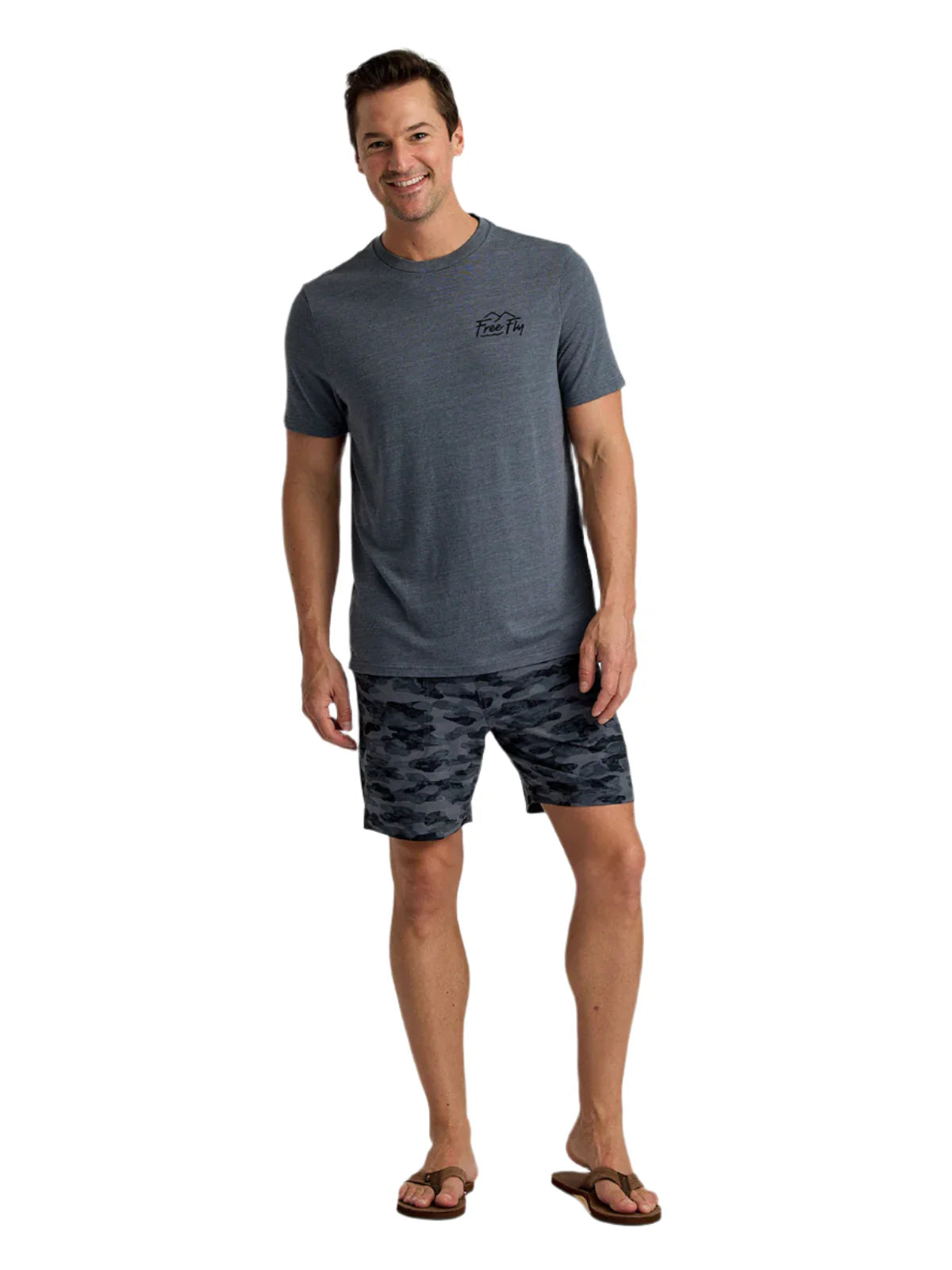 Free Fly Apparel 01. MENS APPAREL - MENS SHORTS - MENS SHORTS ACTIVE Men's Bamboo-Lined Active Breeze Short - 7 in SEASMOKE CAMO - BLACK