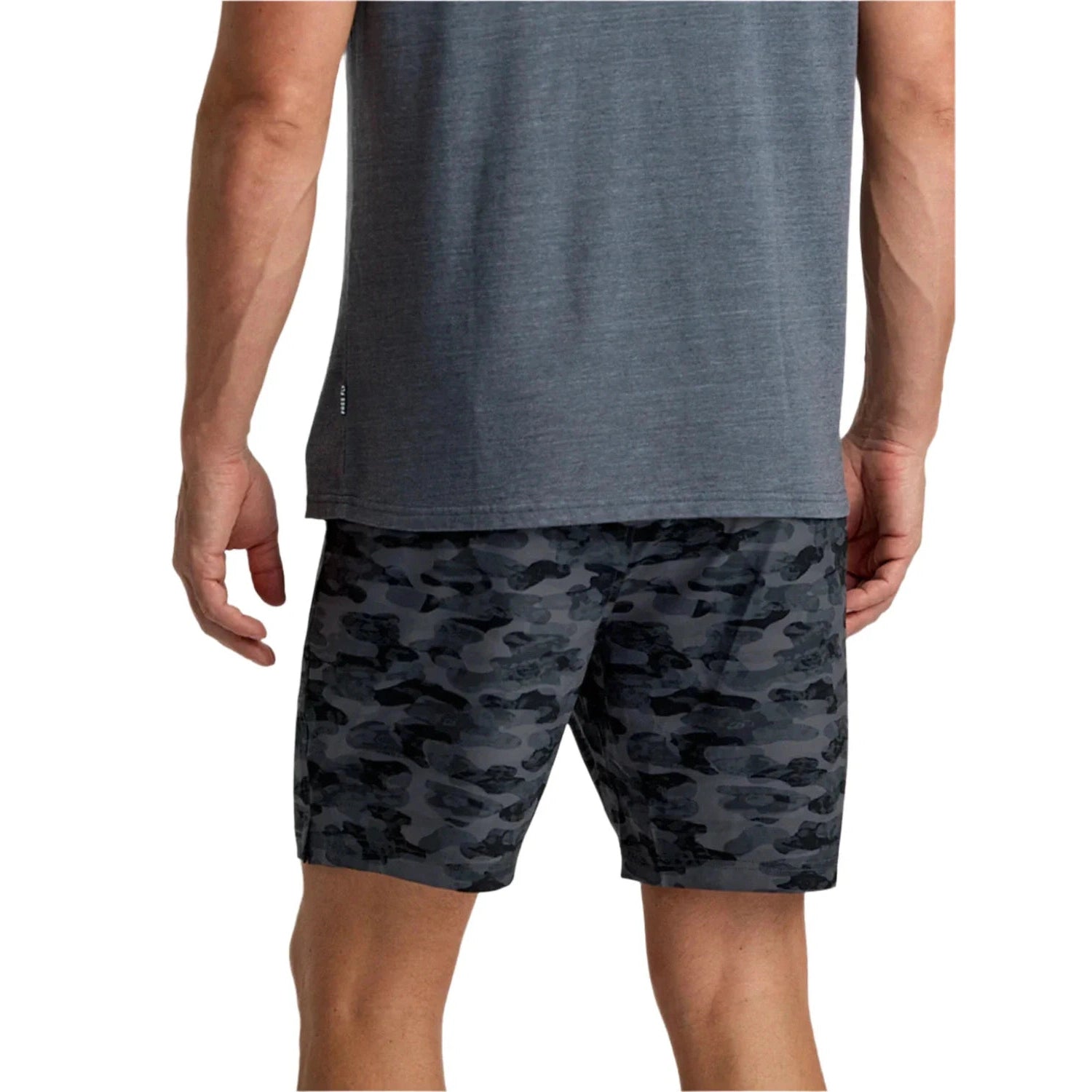 Free Fly Apparel 01. MENS APPAREL - MENS SHORTS - MENS SHORTS ACTIVE Men's Bamboo-Lined Active Breeze Short - 7 in SEASMOKE CAMO - BLACK