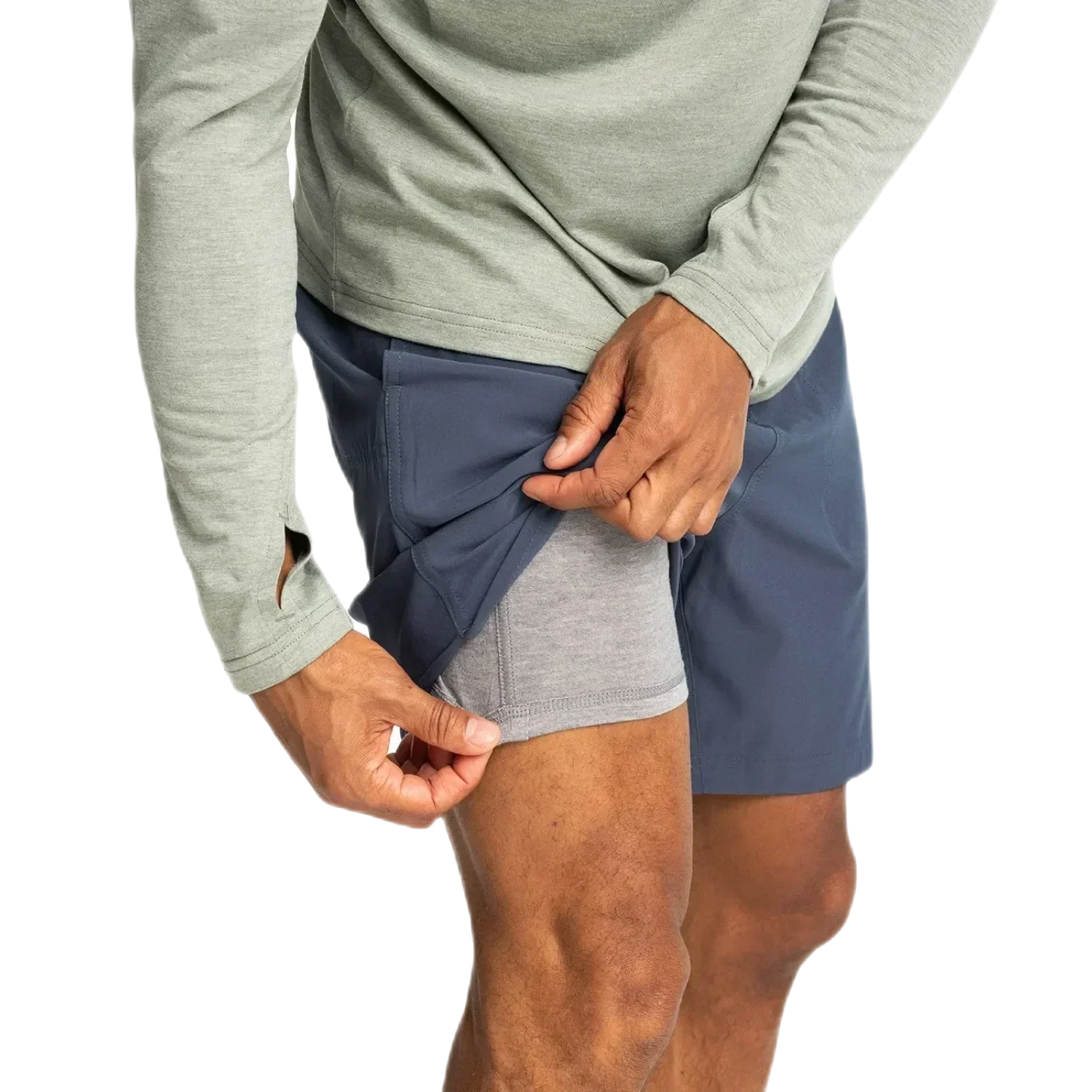 Free Fly Apparel 01. MENS APPAREL - MENS SHORTS - MENS SHORTS ACTIVE Men's Bamboo-Lined Active Breeze Short - 7 in BLUE DUSK II