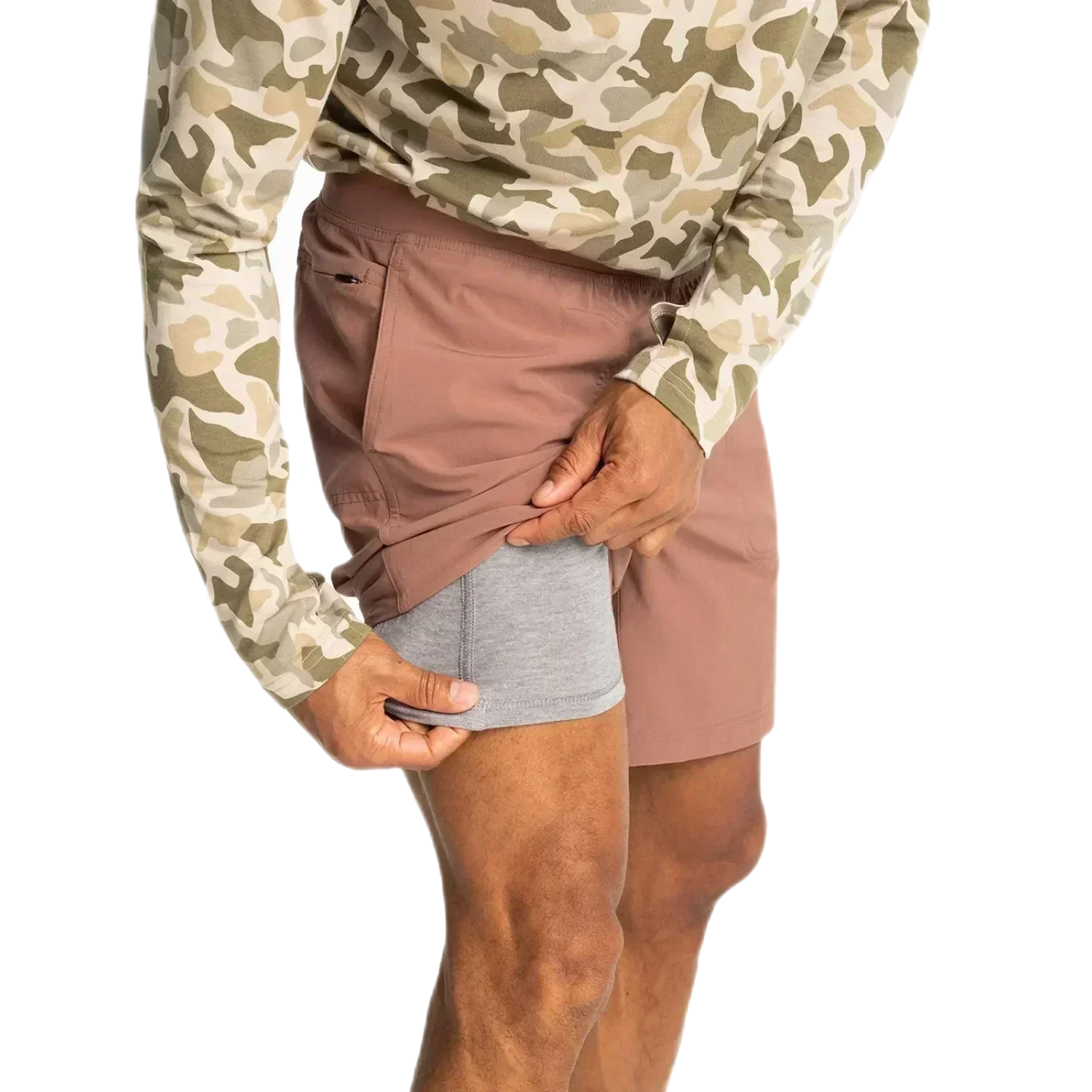 Free Fly Apparel 01. MENS APPAREL - MENS SHORTS - MENS SHORTS ACTIVE Men's Bamboo-Lined Active Breeze Short - 7 in BALTIC AMBER