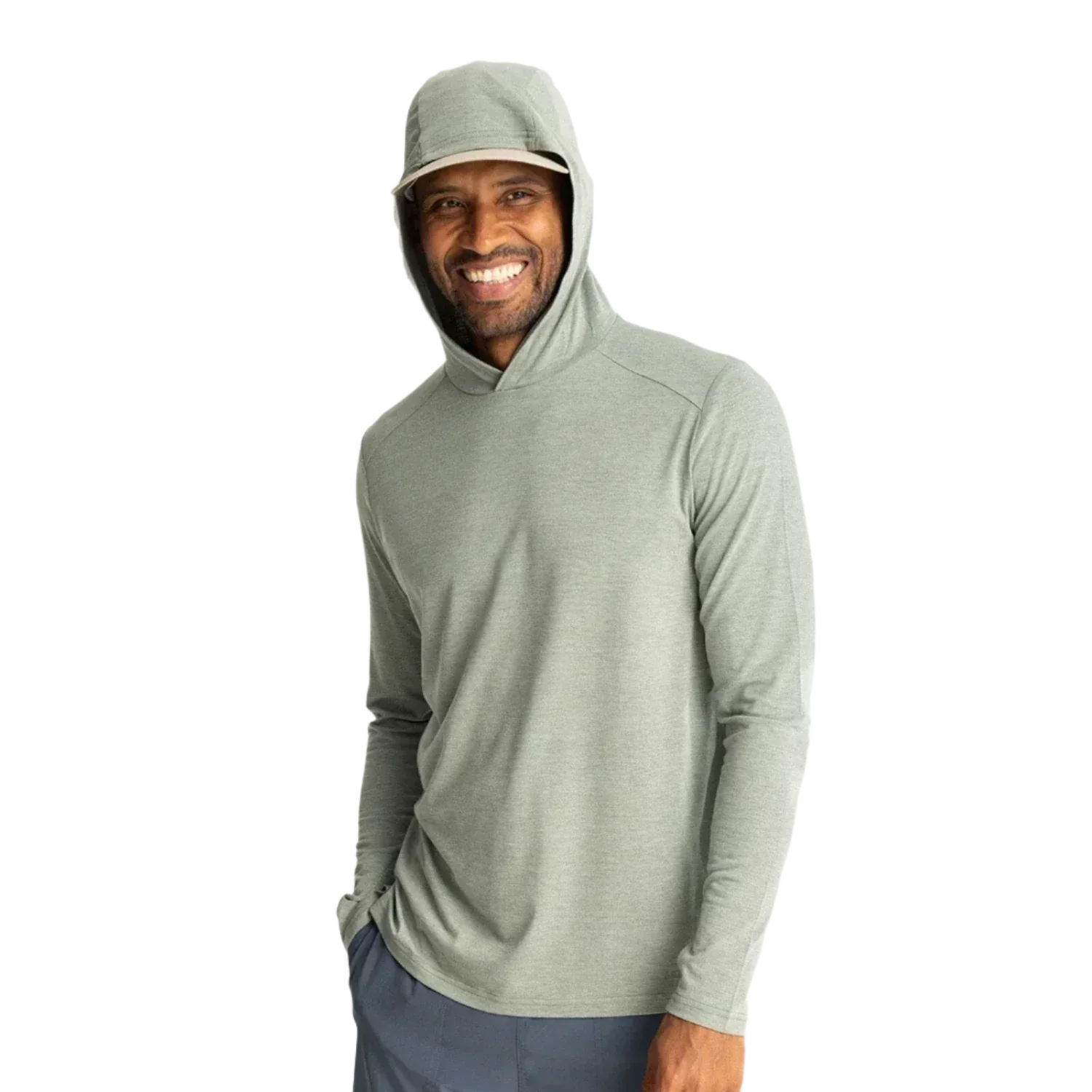 Free Fly Apparel 01. MENS APPAREL - MENS LS SHIRTS - MENS LS HOODY Men's Bamboo Shade Hoody HEATHER AGAVE GREEN