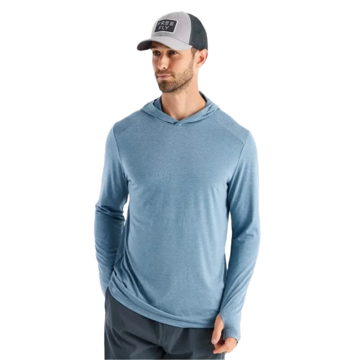 Free Fly Apparel 01. MENS APPAREL - MENS LS SHIRTS - MENS LS HOODY Men's Bamboo Shade Hoody HEATHER SLATE BLUE