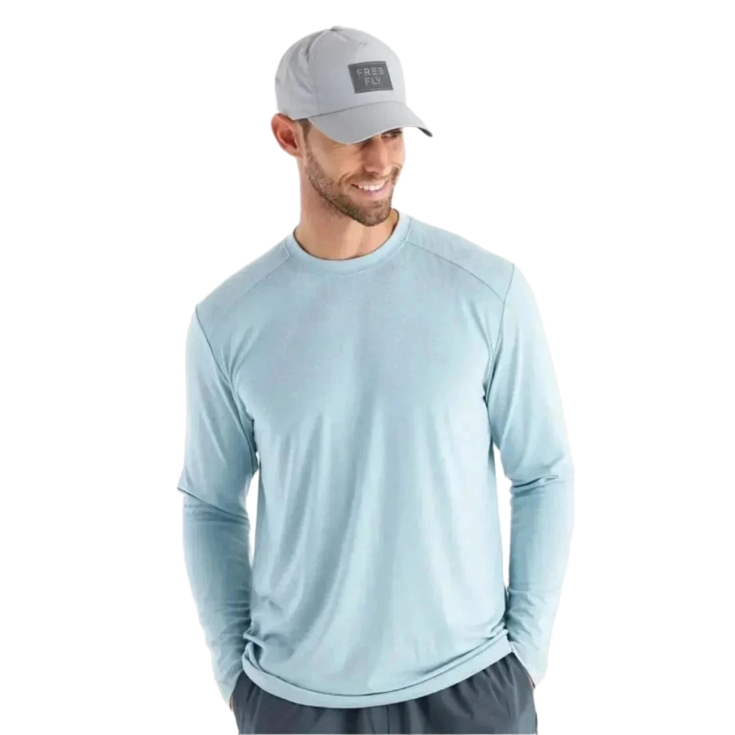 Free Fly Apparel 01. MENS APPAREL - MENS LS SHIRTS - MENS LS ACTIVE Men's Bamboo Shade Long Sleeve HEATHER OCEAN MIST